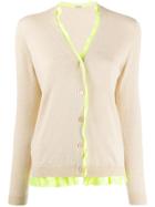 Miu Miu Pre-owned Contrast Ruffle Cardigan - Neutrals