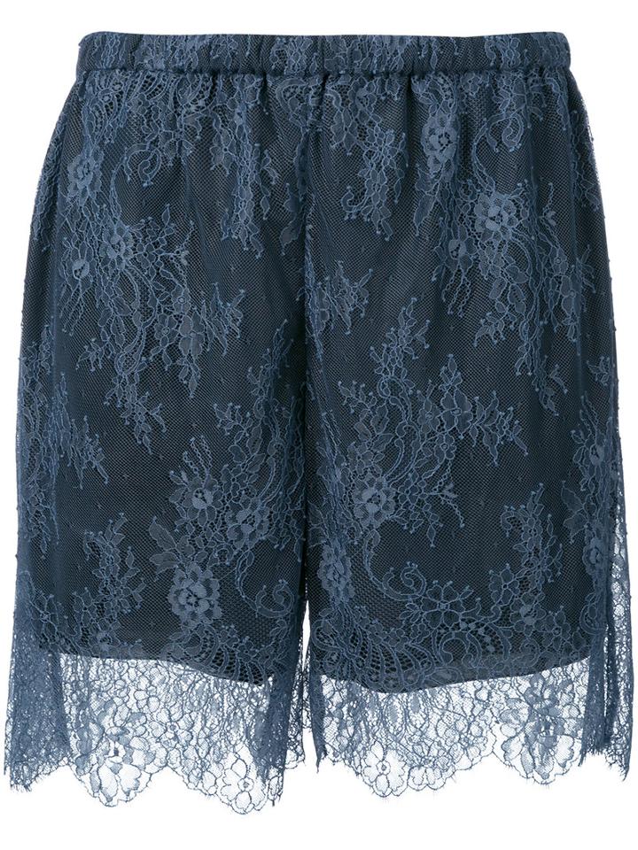 Philosophy Di Lorenzo Serafini Elasticated Waistband Lace Shorts, Women's, Size: 36, Blue, Polyamide/polyester