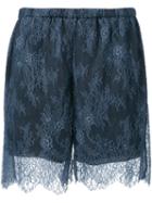 Philosophy Di Lorenzo Serafini Elasticated Waistband Lace Shorts, Women's, Size: 36, Blue, Polyamide/polyester