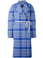 Jacquemus Checked Oversized Coat, Women's, Size: 36, Blue, Cotton/polyamide/polyester/wool