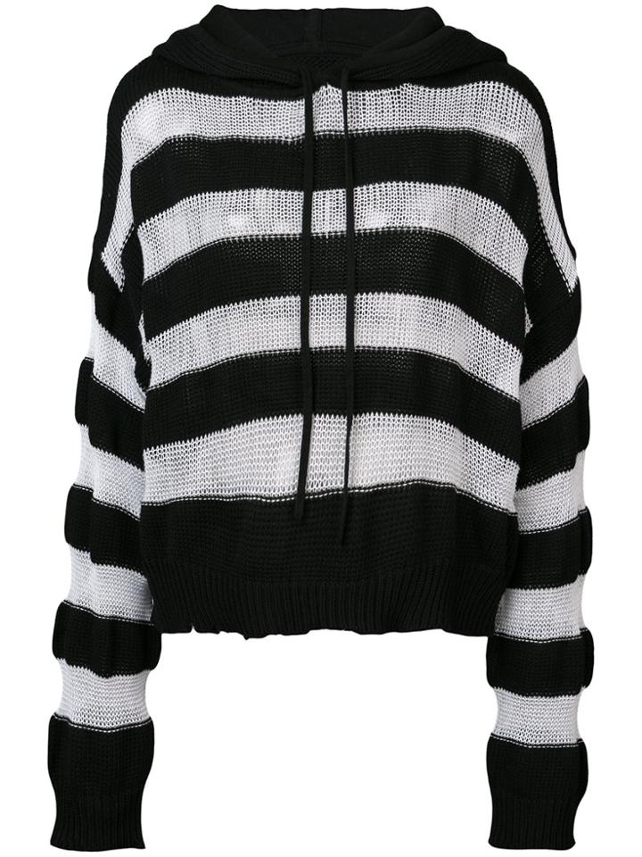 Rta Striped Knit Hoodie - Black