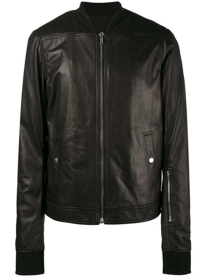 Rick Owens - Leather Bomber Jacket - Men - Cotton/lamb Skin/cupro/wool - 50, Black, Cotton/lamb Skin/cupro/wool