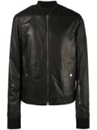 Rick Owens - Leather Bomber Jacket - Men - Cotton/lamb Skin/cupro/wool - 50, Black, Cotton/lamb Skin/cupro/wool