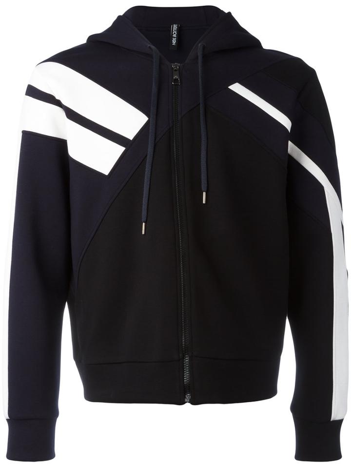 Neil Barrett Sleeve Panel Zip Cardigan, Men's, Size: Large, Black, Cotton/lyocell/viscose/polyurethane