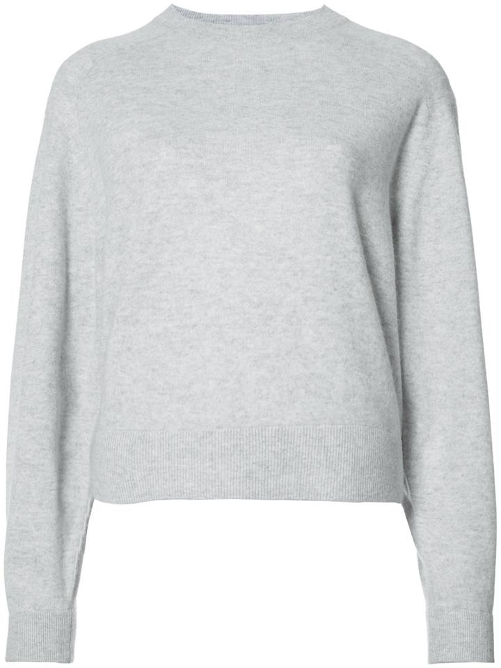 Vince Round Neck Jumper, Women's, Size: Large, Grey, Cashmere