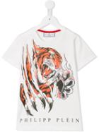 Philipp Plein Kids Tiger Print T-shirt, Boy's, Size: 12 Yrs, White
