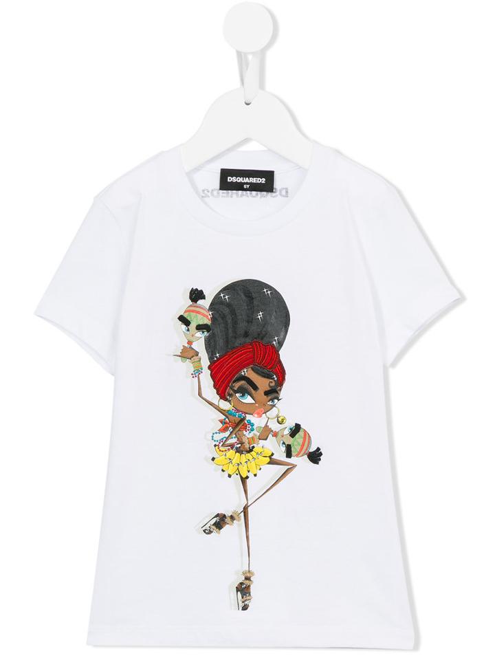 Dsquared2 Kids Doll Print T-shirt, Girl's, Size: 8 Yrs, White