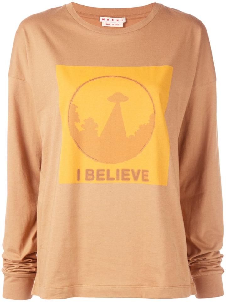 Marni 'i Believe' Slogan Sweatshirt - Brown