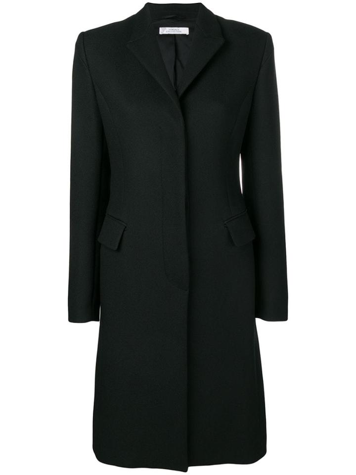 Versace Collection Single Breasted Coat - Black