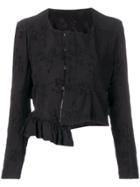 Comme Des Garçons Vintage Asymmetric Ruffle Hem Brocade Jacket - Black