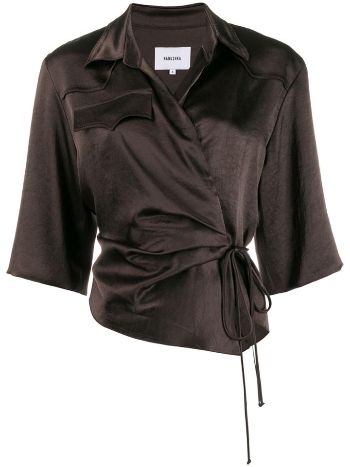 Nanushka Double-breasted Cropped Sleeve Blouse - Espresso