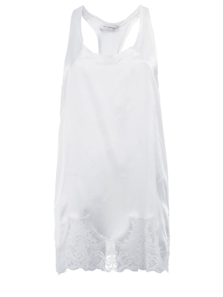 Faith Connexion Lace Hem Tank Top, Women's, Size: Small, White, Cotton/polyamide/silk