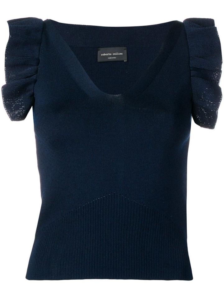 Roberto Collina Ruffled Top - Blue