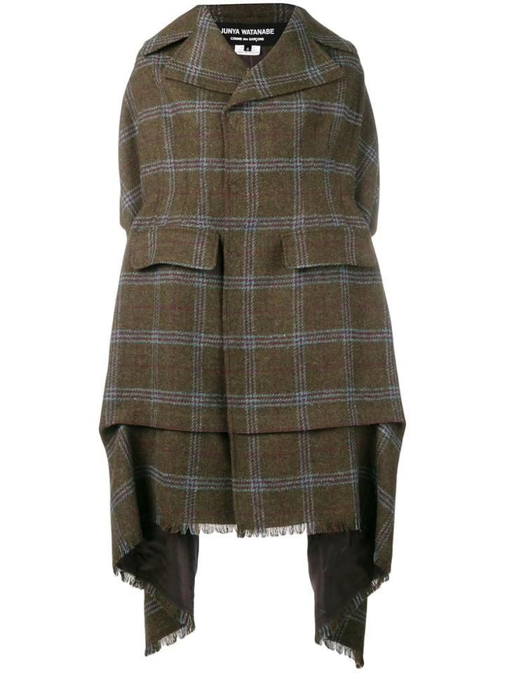 Junya Watanabe Draped Plaid Coat - Green