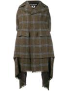 Junya Watanabe Draped Plaid Coat - Green