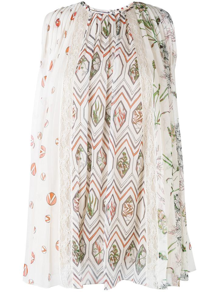 Giambattista Valli - Multi Floral Print Pleated Shell Top - Women - Silk/polyamide/viscose - 42, Nude/neutrals, Silk/polyamide/viscose