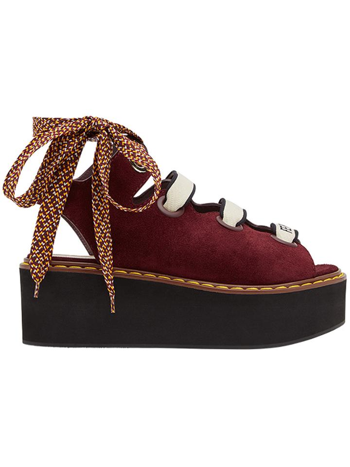 Fendi Platform Tied Ankle Sandals - Red