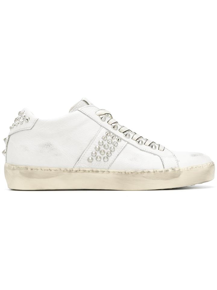 Leather Crown Wiconic Stud Sneakers - White