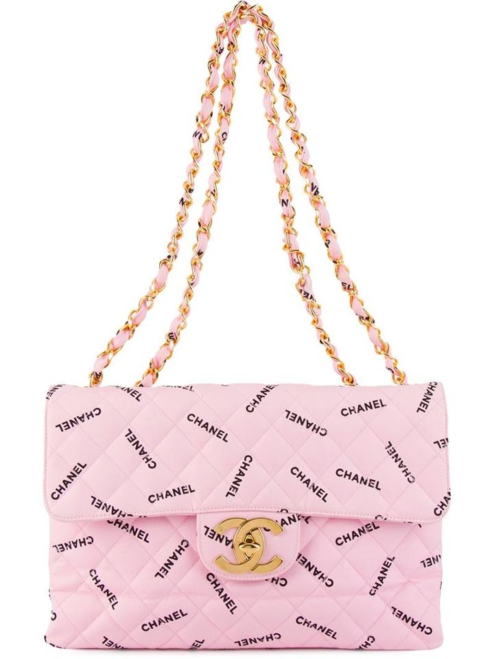 Chanel Vintage Quilted Logo Shoulder Bag, Women's, Pink/purple