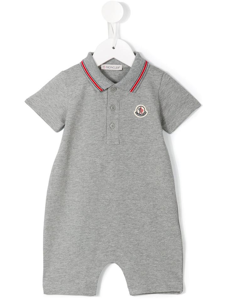 Moncler Kids - Polo Romper - Kids - Cotton/spandex/elastane - 6-9 Mth, Grey