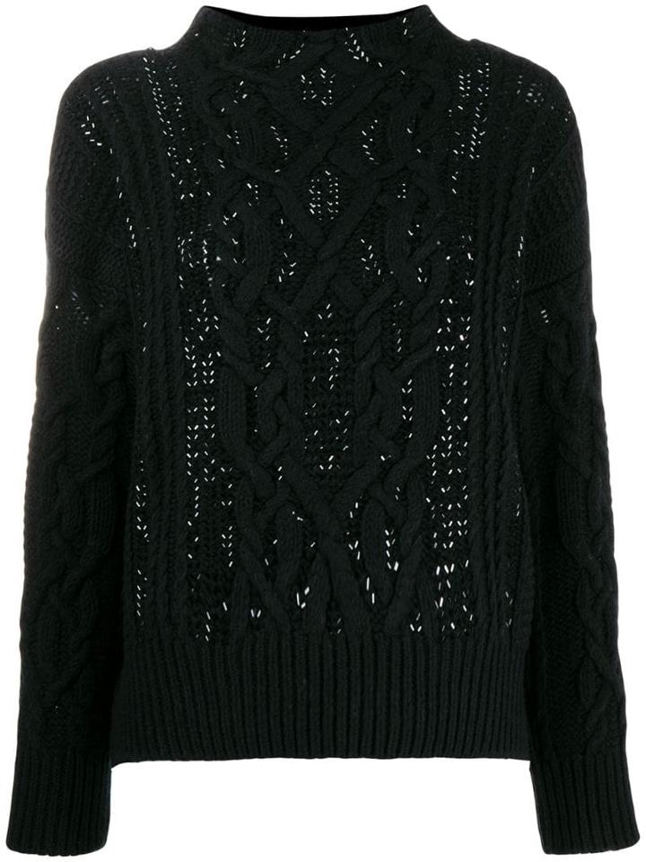 Ermanno Scervino Cable Knit Turtleneck Jumper - Black