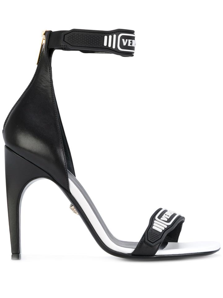 Versace Logo Strap Sandals - Black