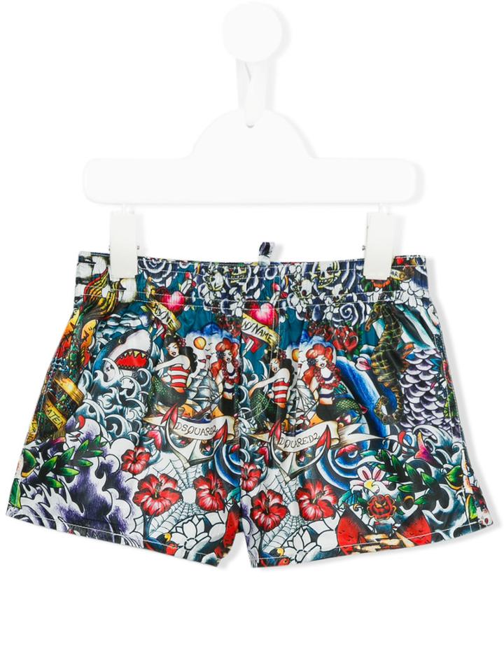 Dsquared2 Kids Printed Swim Shorts, Toddler Boy's, Size: 4 Yrs