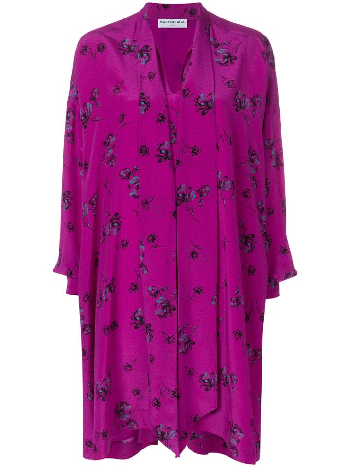 Balenciaga Vareuse Printed Dress - Pink & Purple