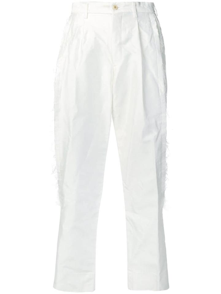 Comme Des Garçons Ripped Detail Trousers - White