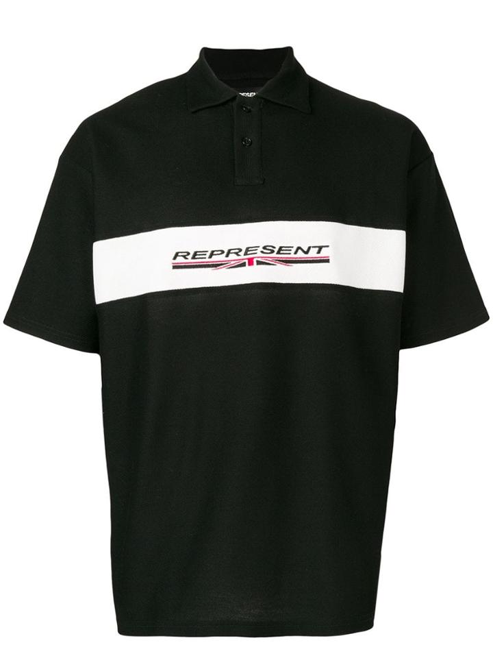 Represent Logo Print Polo Shirt - Black