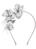 Gigi Burris Millinery Floral Applique Headband, Women's, Size: Medium, Grey, Cotton/metallic Fibre