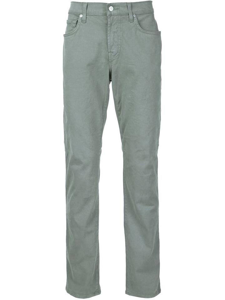 7 For All Mankind Slim-fit Jeans, Men's, Size: 31, Green, Cotton