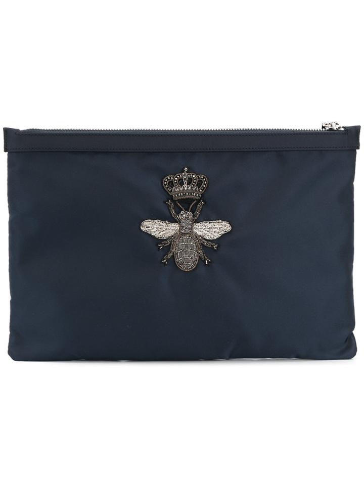 Dolce & Gabbana Crowned Bee Clutch - Blue