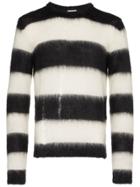 Saint Laurent Striped Long Sleeved Sweater - Black