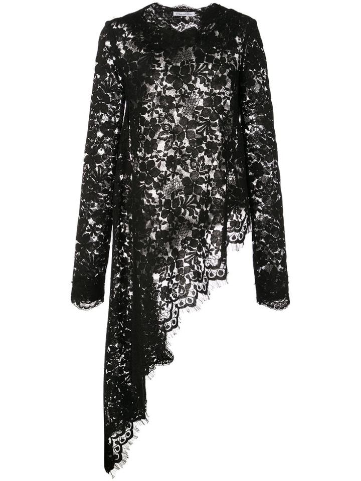 Oscar De La Renta Lace Asymmetric Blouse - Black