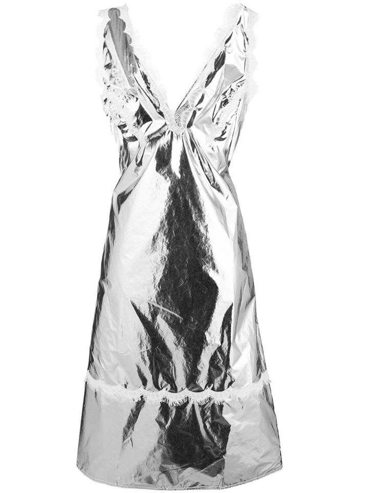 Calvin Klein 205w39nyc Metallic Lace Trim Dress - Silver