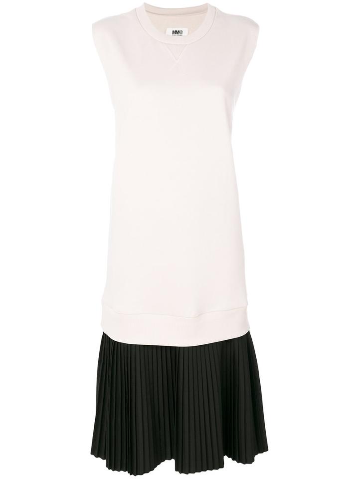 Mm6 Maison Margiela - Pleated Layered Dress - Women - Cotton - S, Nude/neutrals, Cotton