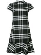 Oscar De La Renta Checked Cap Sleeve Shift Dress - Black