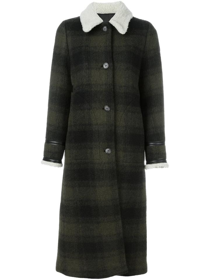 Mm6 Maison Margiela Checked Coat, Women's, Size: 42, Green, Polyester/viscose/virgin Wool