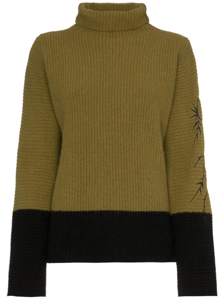 Haider Ackermann Chunky Contrast Roll Neck Jumper - Green