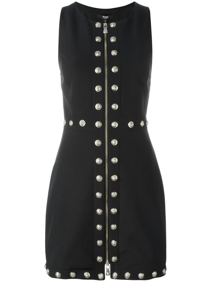 Versus Lion Head Studded Dress, Women's, Size: 42, Black, Polyester/spandex/elastane/polyamide/viscose