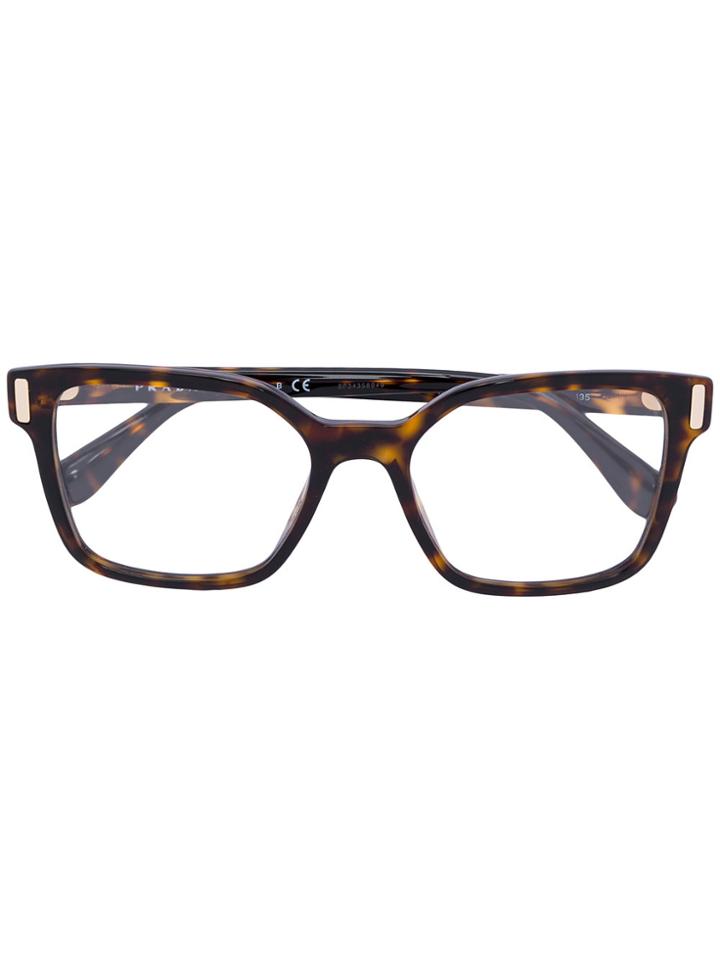 Prada Eyewear Square Frame Glasses - Brown