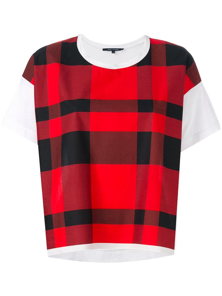 Sofie D'hoore - Checked T-shirt - Women - Cotton - 38, Women's, Red, Cotton