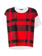 Sofie D'hoore - Checked T-shirt - Women - Cotton - 38, Women's, Red, Cotton