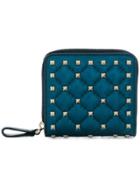 Valentino Rockstud Zip-around Purse - Blue