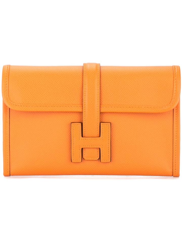 Hermès Vintage H Logo Jige Clutch Bag - Orange