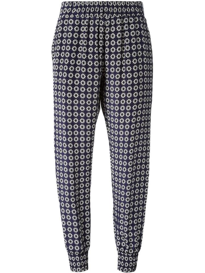 Mother Of Pearl Floral Print Trousers, Women's, Size: 6, Blue, Silk