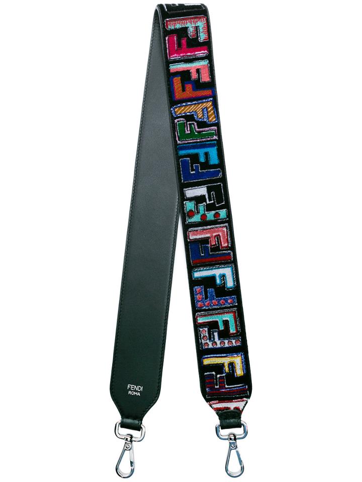 Fendi Strap You Logo Shoulder Strap - Black
