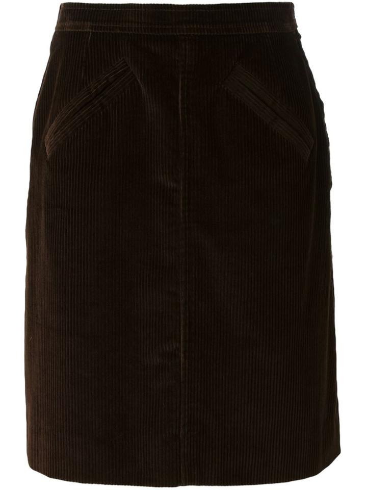 Yves Saint Laurent Vintage Corduroy Skirt - Brown