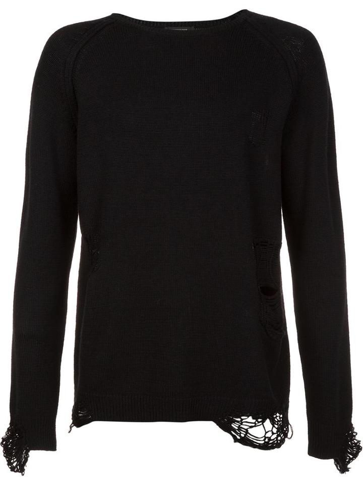 Christian Dada Destroyed Jumper, Men's, Size: 52, Black, Wool